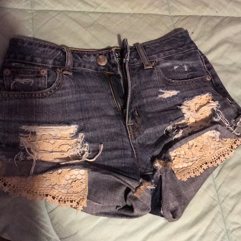 American Eagle high rise distressed shorts